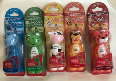 NEW ~ BRUSH BUDDIES ~ ''POPPIN TOOTHBRUSH ~ CHOOSE 1 or ALL ~ 1+ SHIP