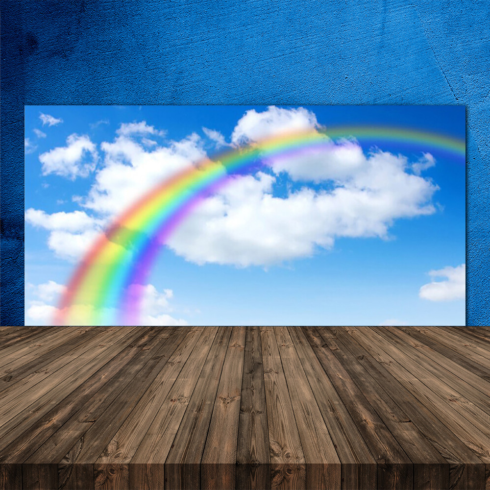 Crédence de cuisine en verre 120x60 anti-éclaboussures panneau Arc En Ciel facile à nettoyer