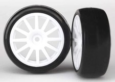 Traxxas Tires Wheels, Assembled, Glued 12-Spoke Wheels, White 7572