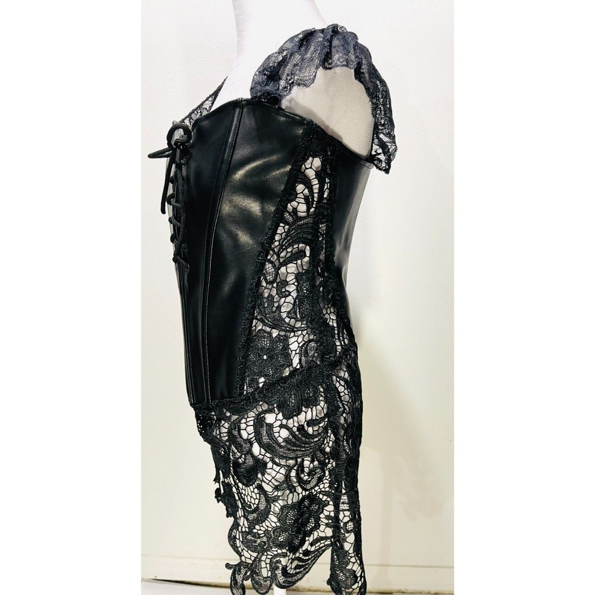 black faux leather corset dress Best Black Faux Leather Underbust Corset with Tutu Skirt Dress 3XL main image 0