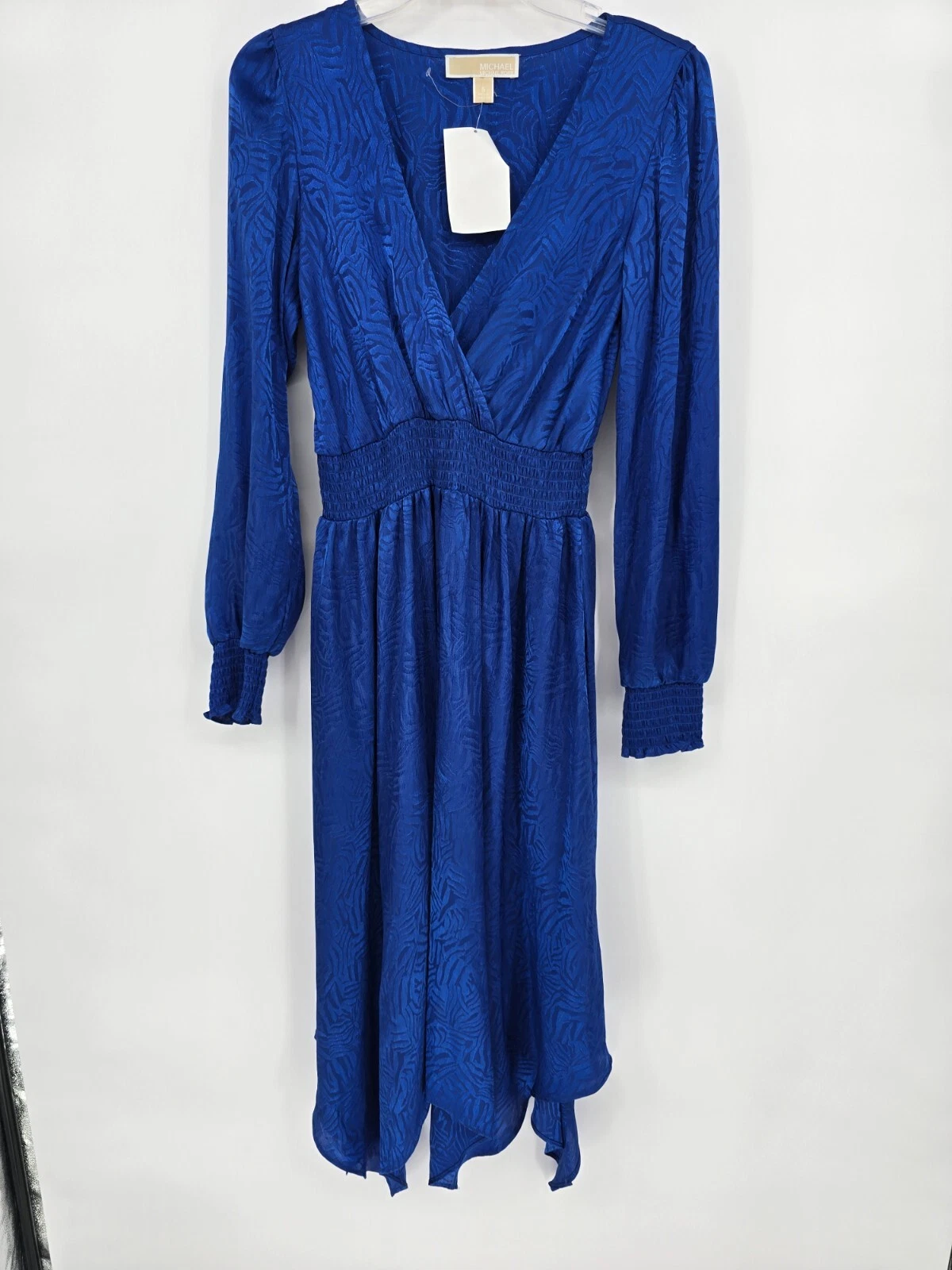 Abito donna blu Michael Kors taglia small elastico in vita manica lunga nuovo con etichetta