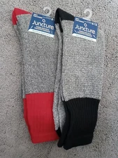 lot of 2 prs JUNCTURE Men sz 6-12 Thermal Boot Socks Red/Gray Black/Gray