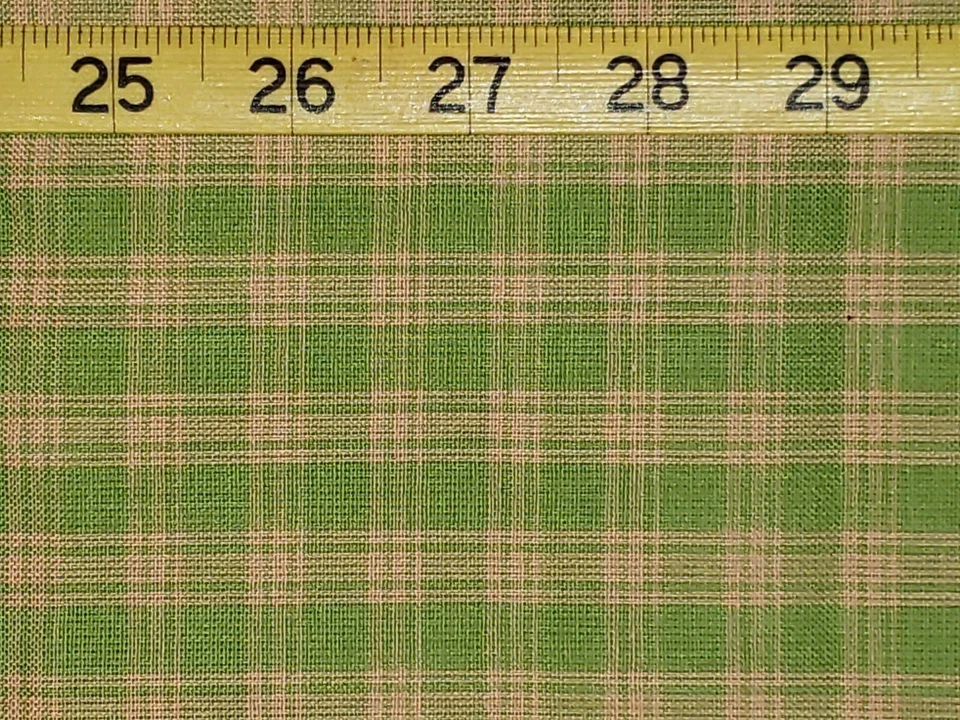 Plaid Retro Lime Green Gingham Vintage Cotton Fabric Wide 43" × 123" Long - Image 4 of 4