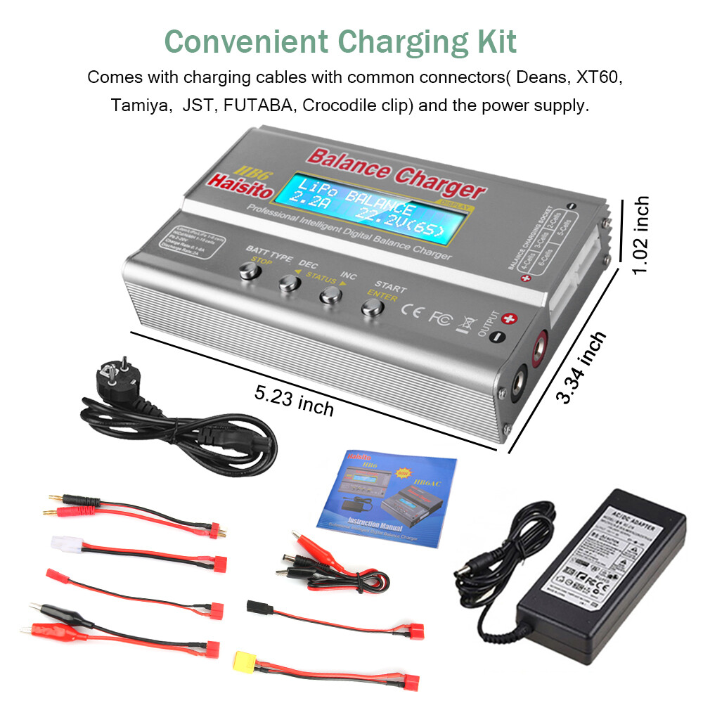 HB6 RC Battery Charger, 80W 6A Lipo Balance Charger/Discharg
