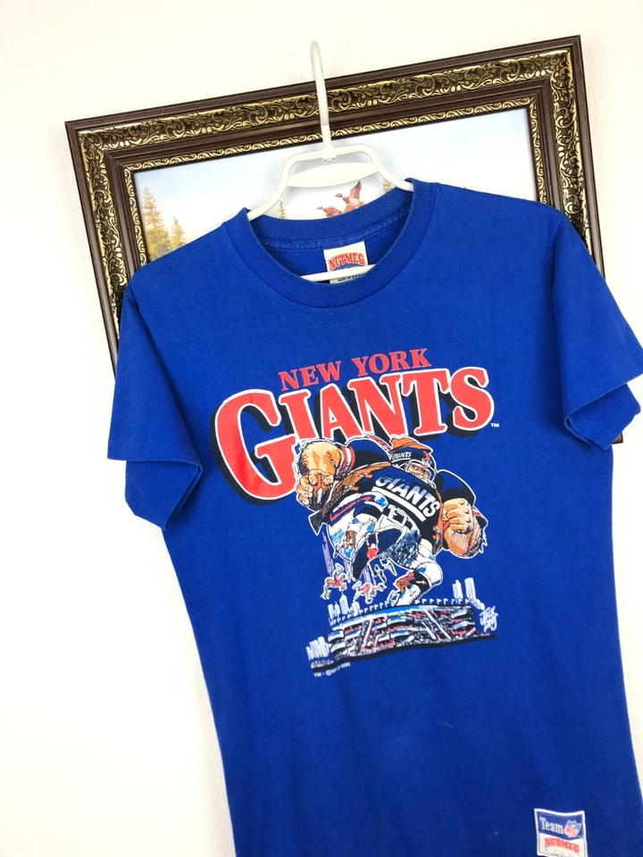 Camiseta deportiva vintage de los 90 New York Giants con estampado de nuez moscada para mujer rara talla L Foto 3 de 4