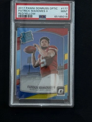 2017 Panini Donruss Optic Rated Rookie #177 Patrick Mahomes Red & Yellow PSA 9 …