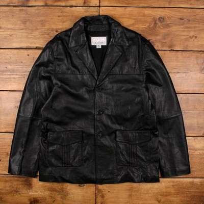 Vintage Wilsons M Julian Lederjacke XL Herren 90er schwarz gefüttert Moto Mantel