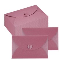 24 Pcs 6.9"x4.3" Gift Envelopes Cute Cards Holder with Heart Clasp Rose Red