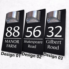 House Number Plaques Personalised House Signs Extra Bright LED Solar Light Door