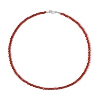 Cavill Karneol Halskette Damen 925 Silber Rhodiniert 46,6Ct Rot 45 Cm
