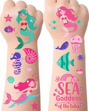 Mermaid Temporary Tattoos for Kids   106 Cute Ocean  Mermaid Designs, Waterproo