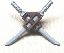 Dual Scabbard with 2 Silver Katana Swords