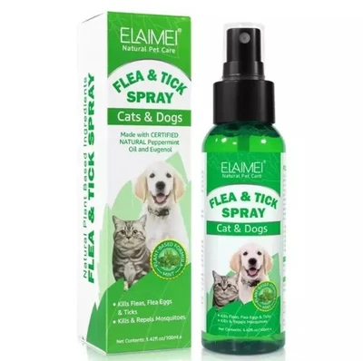 ELAIMEI Flea & Tick Spray for Dogs & Cats 100ml for Dry, Itchy & Irritated Skin -Natural