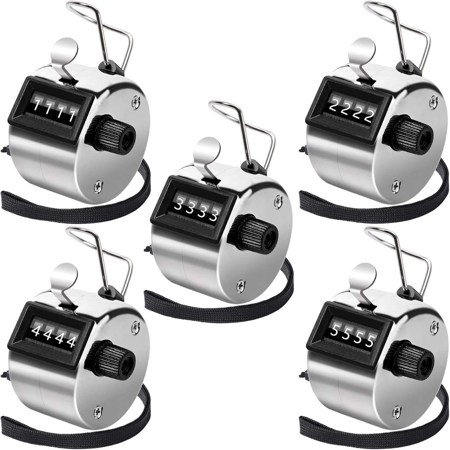 Handheld Mechanical Counter Clicker, 5 Pcs 4-Digital Number Tally Click Counter