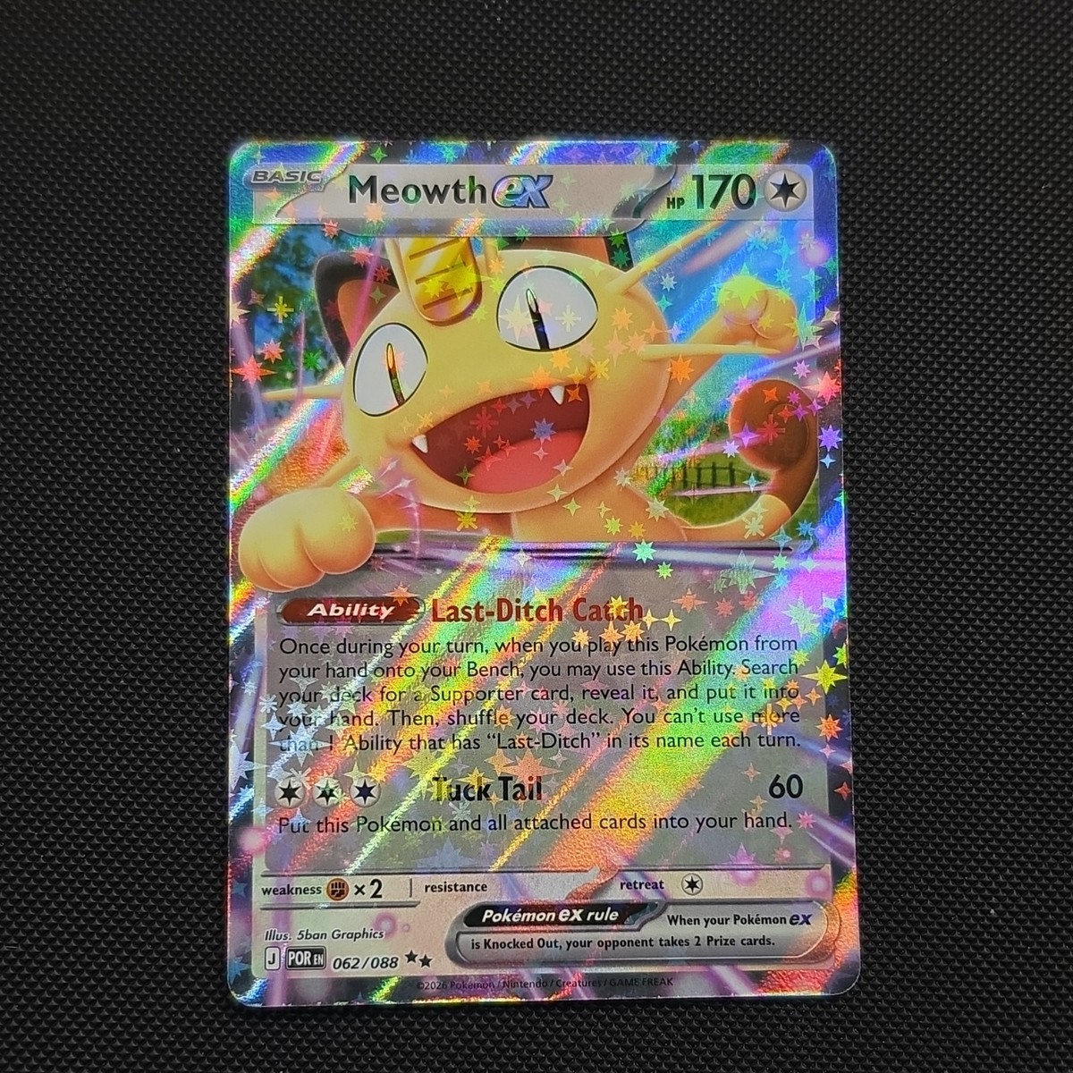 Pokémon Meowth EX Holo Card 062/088 POR 170 HP Basic 2026 | eBay