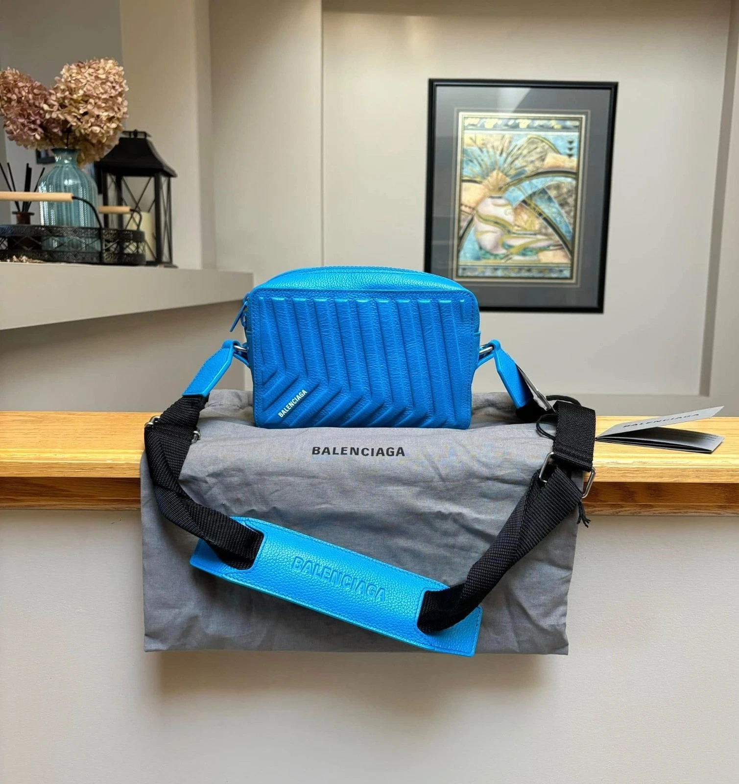 Balenciaga — Balenciaga Azur Blue Calfskin Crossbody Side Bag - MSPR: $1450 - Authentic - New