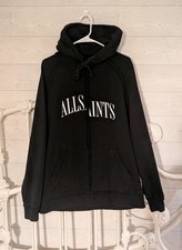 AllSaints Hoodie Spell Out Black Pullover Men's L