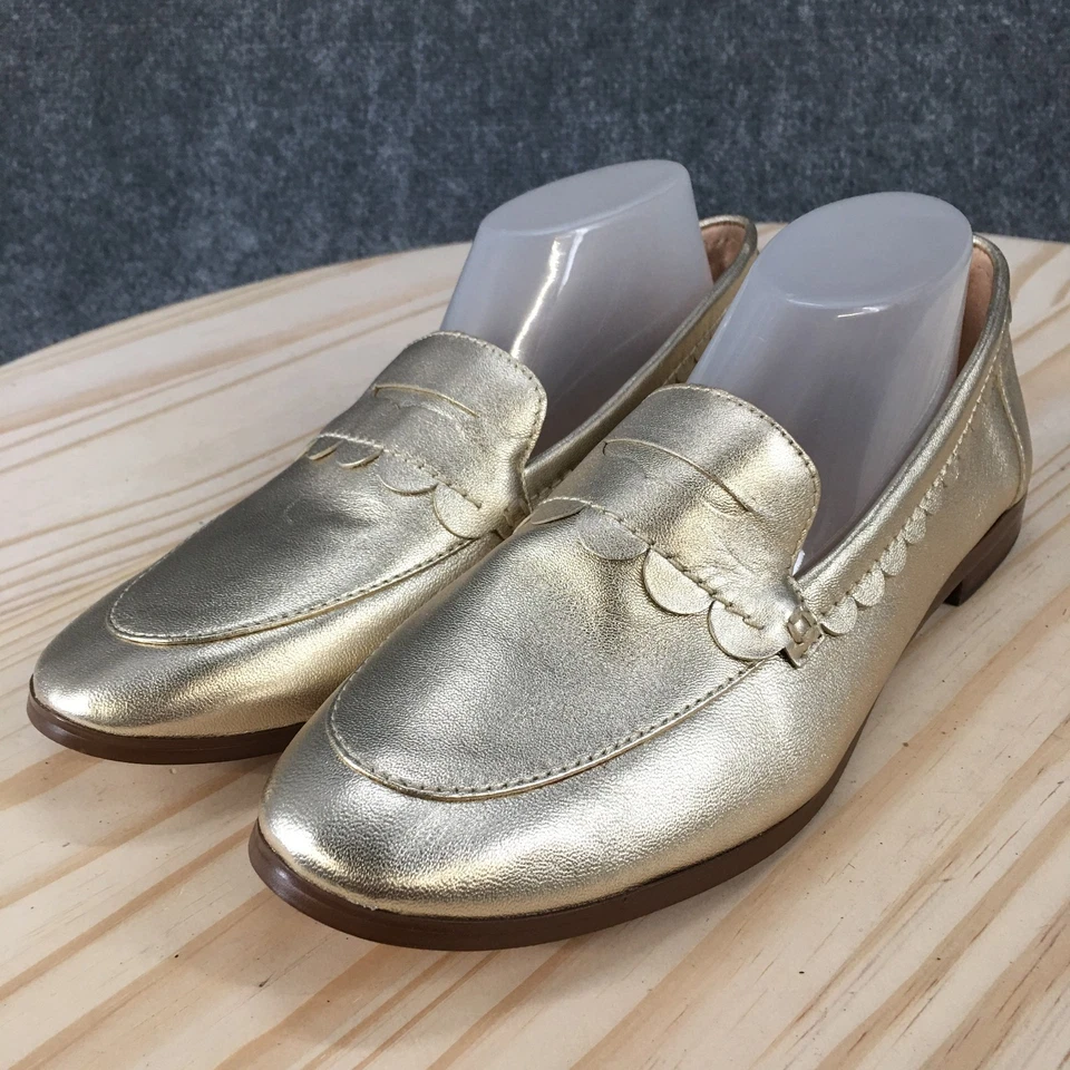 Zapatos Banana Republic para mujer 6 M ribete festoneado vestido sin cordones mocasín dorado Foto 3 de 4