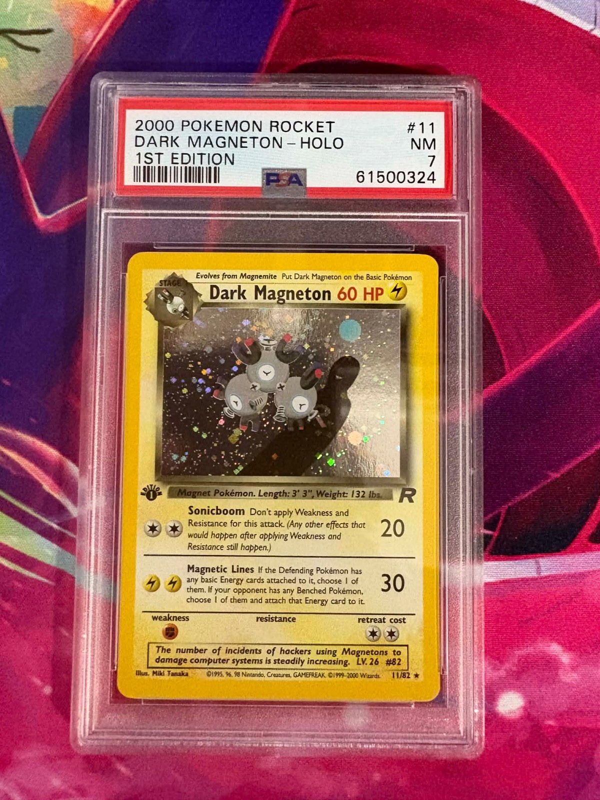 Dark Magneton 11/82 1st ED Holo English Team Rocket PSA Graded 7 Pokemon TCG