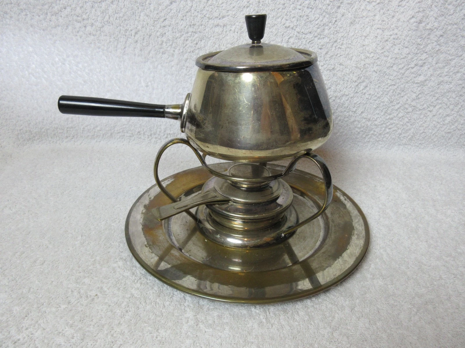 Vintage Traditional Silver Plate Metal Fondue Set by Spring Culinox