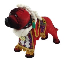 Japanese Tosa Fighting Dog Doll Statue Vtg Token Red Yokoduna Gold White PX791