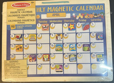 Melissa Doug Monthly Magnetic Calendar w/ 112 Magnets Wooden NEW in Plastic