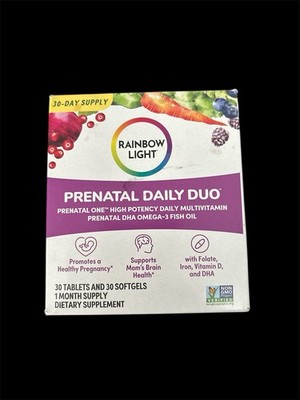 Rainbow Light Prenatal Daily Duo Multivitamin 30 Softgels & 30 Tablets BB 10/26