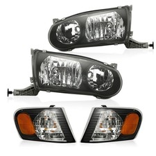 Black Headlights Wcorner Signal Lamps Lr Set 4pcs For Toyota Corolla 2001-2002 Black Headlights Wcorner Signal Lamps Lr Set 4pcs For Toyota Corolla 2001-2002
