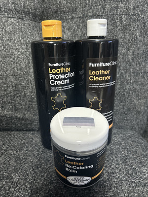 FurnitureClinic Leather Restoration Kit Cleaner & Protection Gray Cream Balm