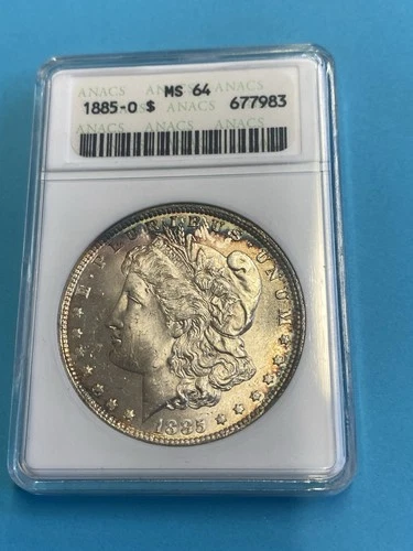 1885-O Morgan Silver Dollar ANACS MS64 Beautiful Toning