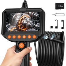 Dual Lens Endoscope Camera with Light, 1920P HD Industrial Borescope with 4.3" L