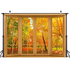 7x5 ft Fall Backdrop Large Autumn Window View Background Fall Forest Photogra