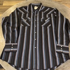 Ely Cattleman Since 1878 Pearl Snap Shirt Men  s XL Stripes Long Sleeve Western