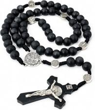 Handmade Wooden Rosary Beads Catholic Rosarios Prayer Necklace Christian Gift