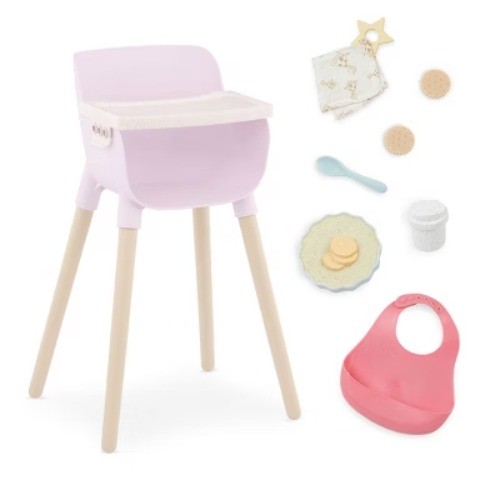 LullaBaby Baby Doll Pink High Chair with Accessories