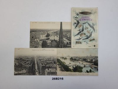 4x Postkarten PK Paris Avenue Victor-Hugo, Vue des ponts la Cité um1915 #26B216