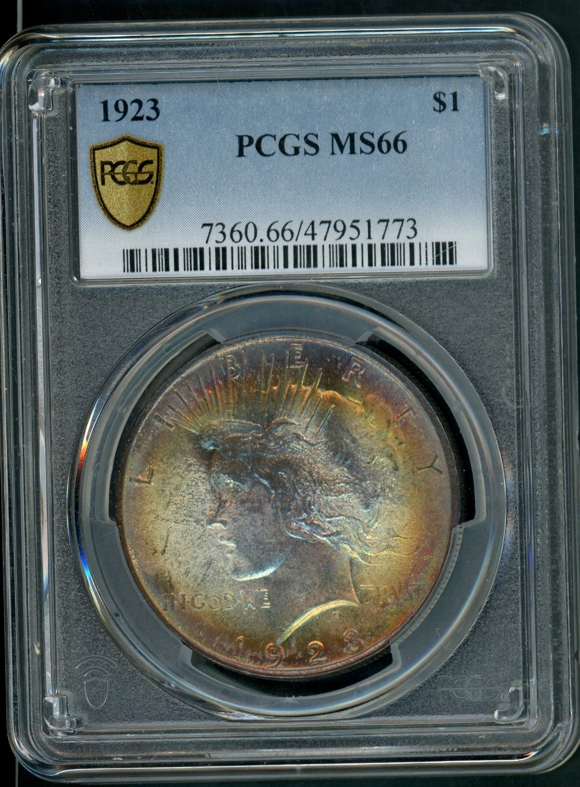 UNITED STATES 1923 PHILADELPHIA PEACE SILVER DOLLAR SLABBED PCGS MS 66