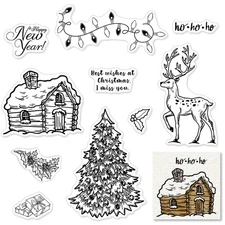 Christmas Tree Elk Happy New Year Clear Silicone Stamps for DIY Scrapbooking