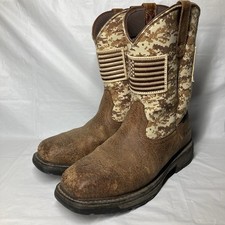 Men  s 10.5EE Extra Wide Ariat Workhog Patriot Steel Toe Work Sand Camo Boot