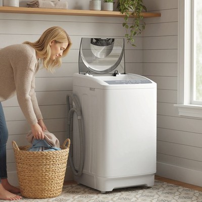 Compact Washer, Portable Washing Machine, Full Automatic Washer with 8 Programs 