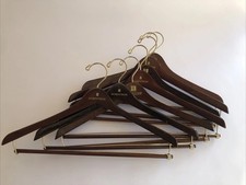Nordstrom Wooden Hangers Mahogany Cherry High Gloss Set of 7 Suit Coat Vintage