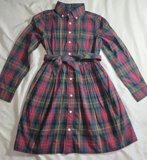 Polo Ralph Lauren Girls Red Green Plaid Cotton Twill Shirtdress Size 10 NWOT
