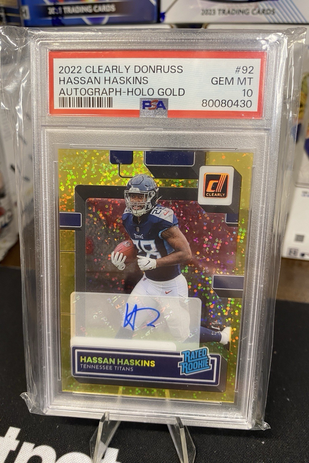 Hassan Haskins Panini Clearly Donruss #92 Autograph Holo Gold
