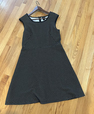 Comfortable Ann Taylor Black and White Polka Dot Dress - size 10