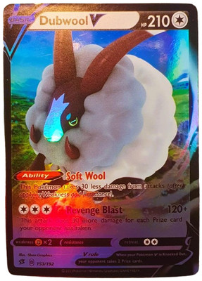 Pokemon 153/192 Dubwool V Half Art Ultra Rare Rebel Clash Holo Mint