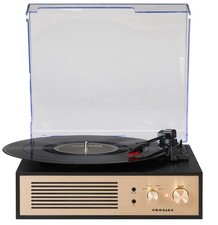 CR6045A-BK Miles 3-Speed Bluetooth in/Out Record Player Turntable with Built-...