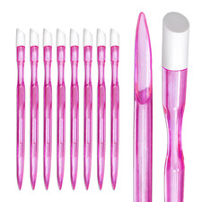 10pcs Long Plastic Cuticle Pusher Hard Rubber Tipped Nail Tool Cleaner Remover