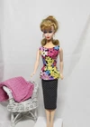 Handmade Vintage Barbie Doll Clothes by Brenda - Top and Skirt Fashion Dress