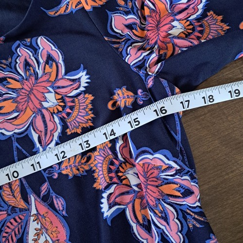 Abito tubino Vince Camuto blu navy floreale manica 3/4 taglia 8 - Foto 6 di 6