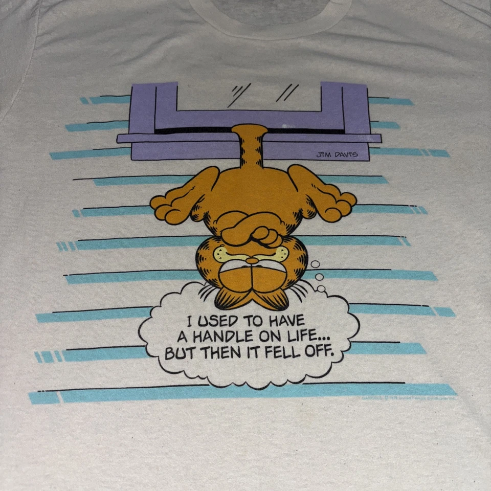 Винтажная футболка Garfield 1978 одинарный шов большой Stedman ярлык юмор Jim Davis - Изображение 2 из 4